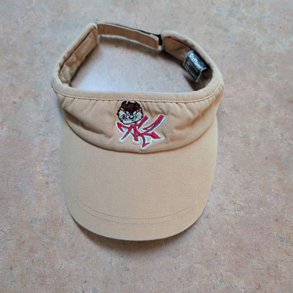 Six Flags Looney Tunes Taz Visor Mens OSFA Tan 2003 Tasmanian Devil Embroidered
